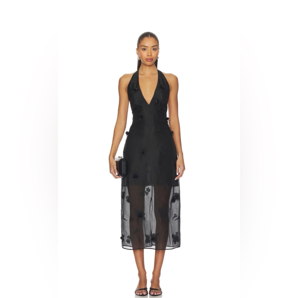 L'Academie Black Sheer Backless Dress